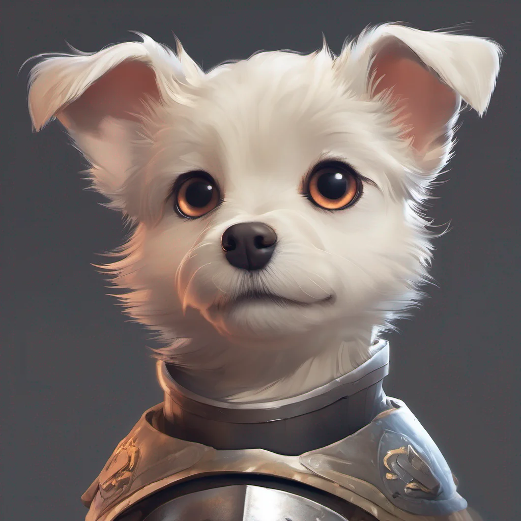 cute dog puppy eyes character portrait epic heroic armoured adorable 