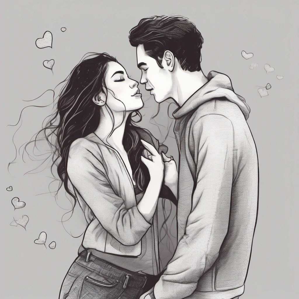 cute draw of a couple in love with each other amazing awesome portrait 2