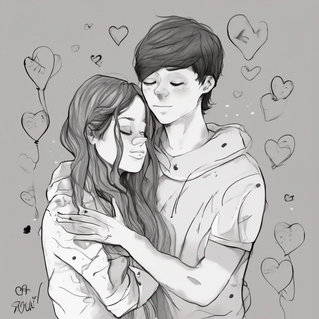 aicute draw of a couple in love with each other