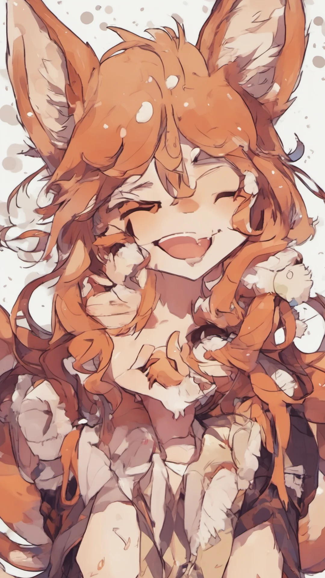 cute freckled kitsune smiling amazing awesome portrait 2 tall
