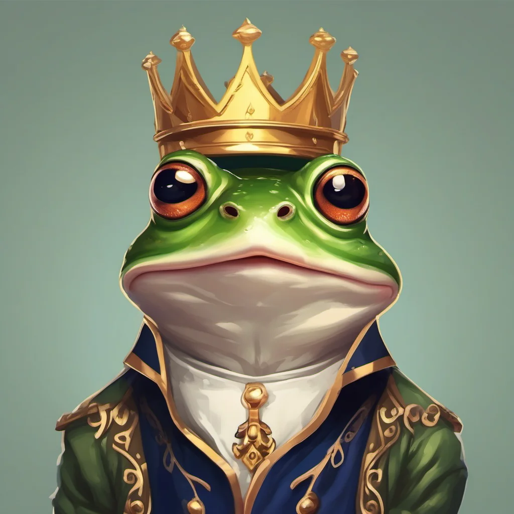cute frog character royal king portrait adorable character fancy regal