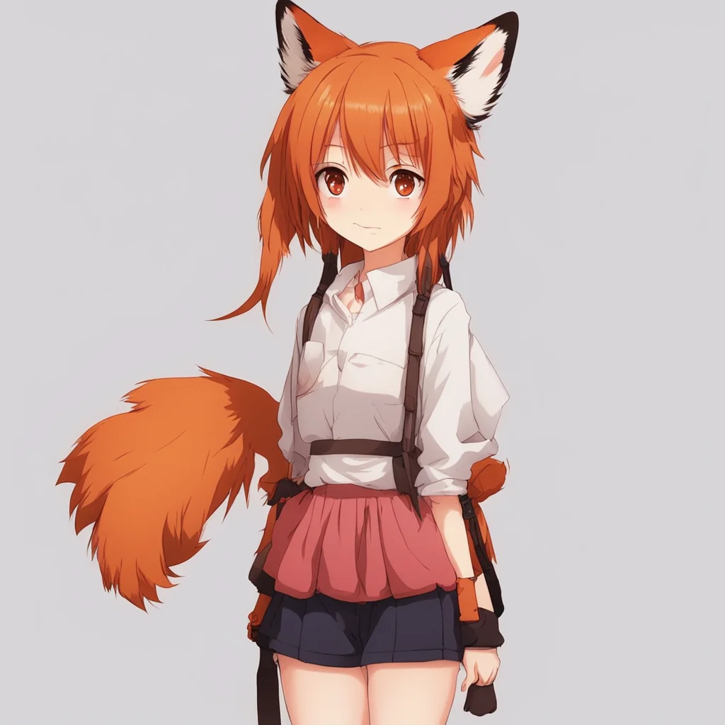 aicute girl with a fox tail anime