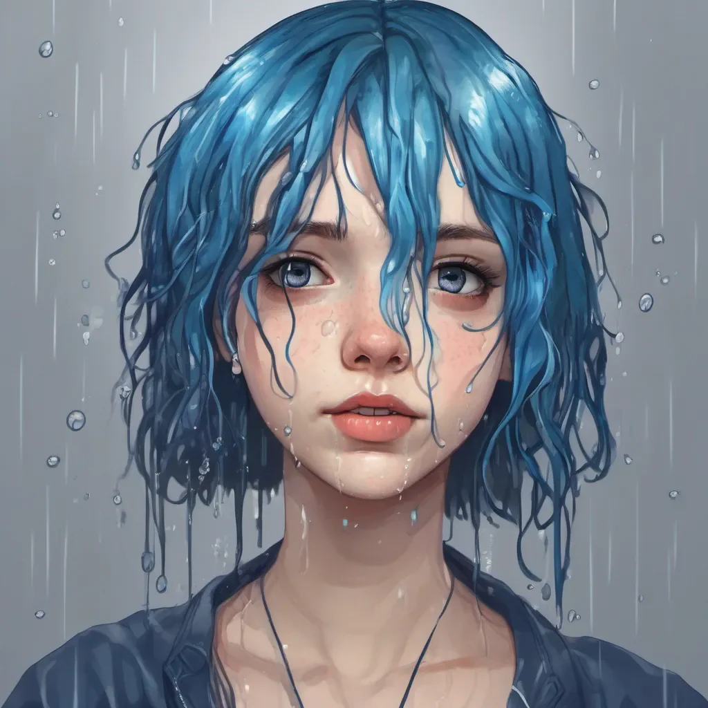aicute girl with wet blue hair amazing awesome portrait 2