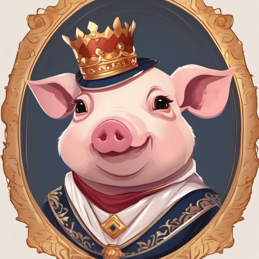 cute pig character royal king portrait adorable character fancy regal amazing awesome portrait 2