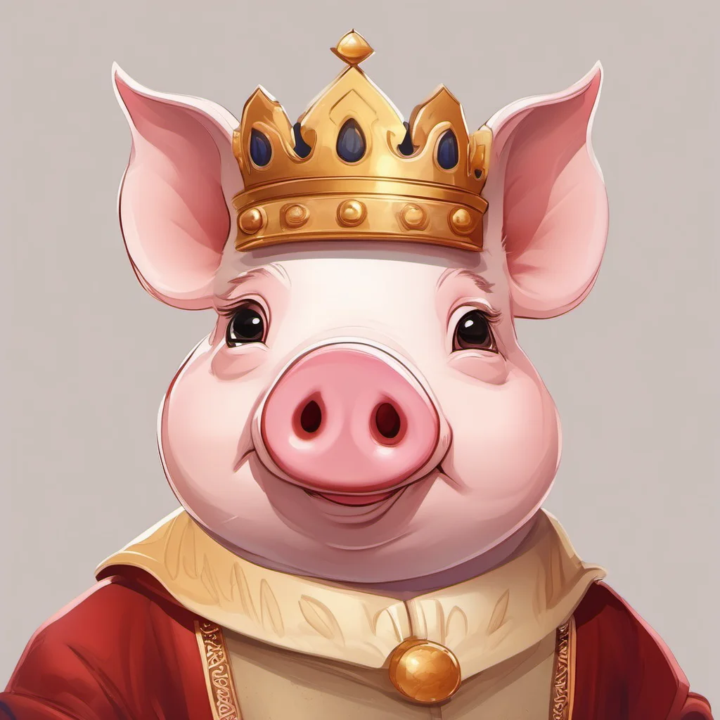 cute pig character royal king portrait adorable character fancy regal confident engaging wow artstation art 3