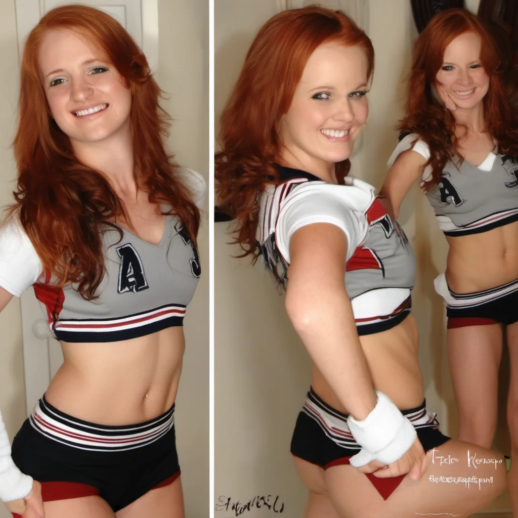 cute redheaded cheerleader showing off her cute panties