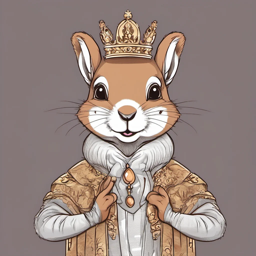 aicute squirrel character royal king portrait adorable character fancy regal