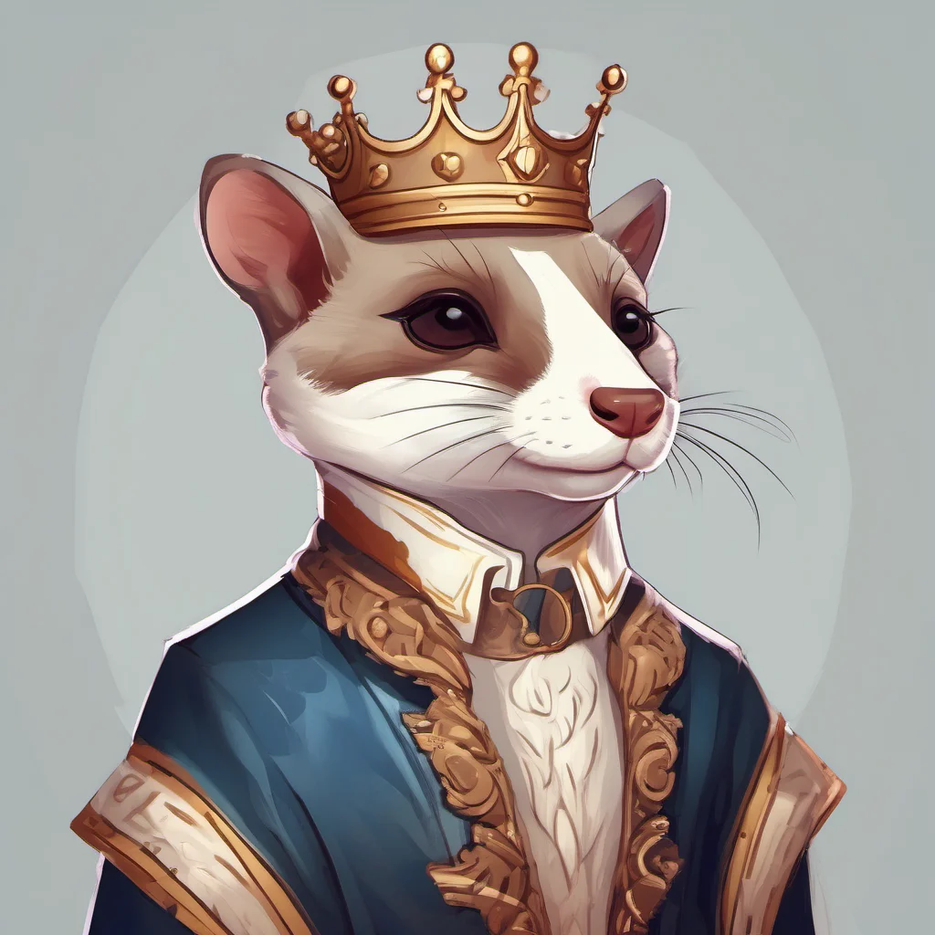 aicute stoat character royal king portrait adorable character fancy regal
