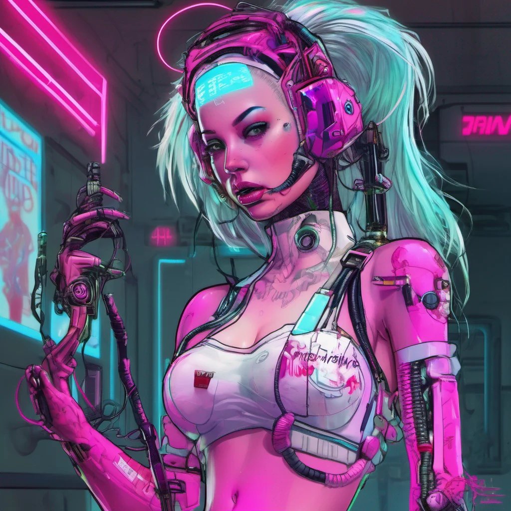 cybernetic nurse neon punk good looking trending fantastic 1