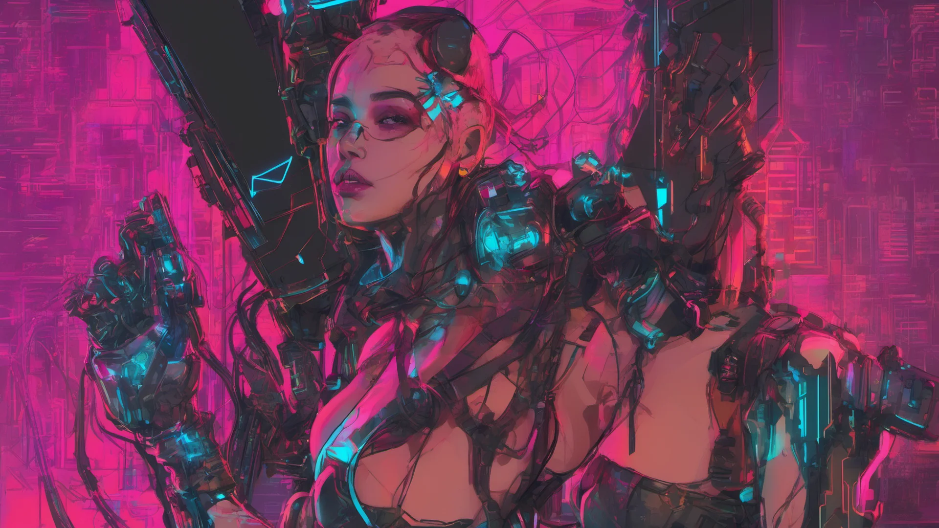 cyberpunk neon  female confident engaging wow artstation art 3 wide