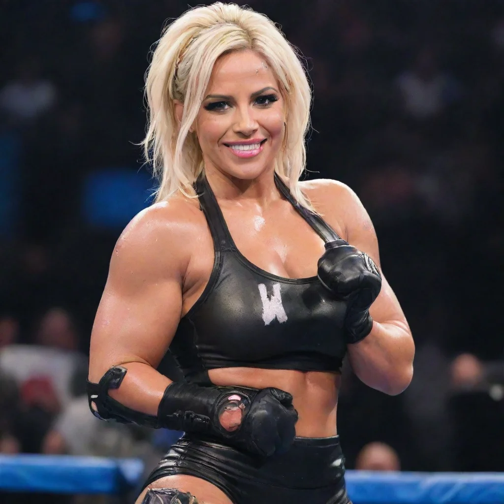 aidana brooke wwe smackdown 2020  professional wrestler smiling with black gloves and gun and mayonnaise splattered everywhere