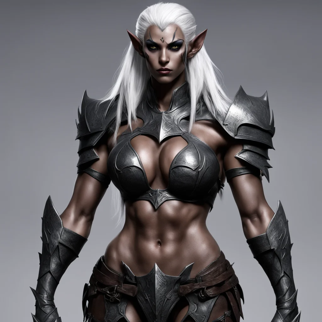 aidark elf high fantasy muscular female confident engaging wow artstation art 3