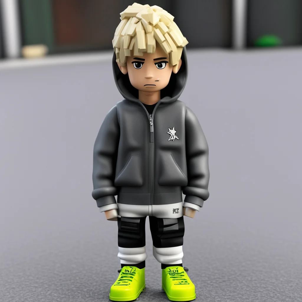 aidepressed boy in trapstar tracksuit with hood in lego city with doublecup of lean blonde short hair   confident engaging wow artstation art 3