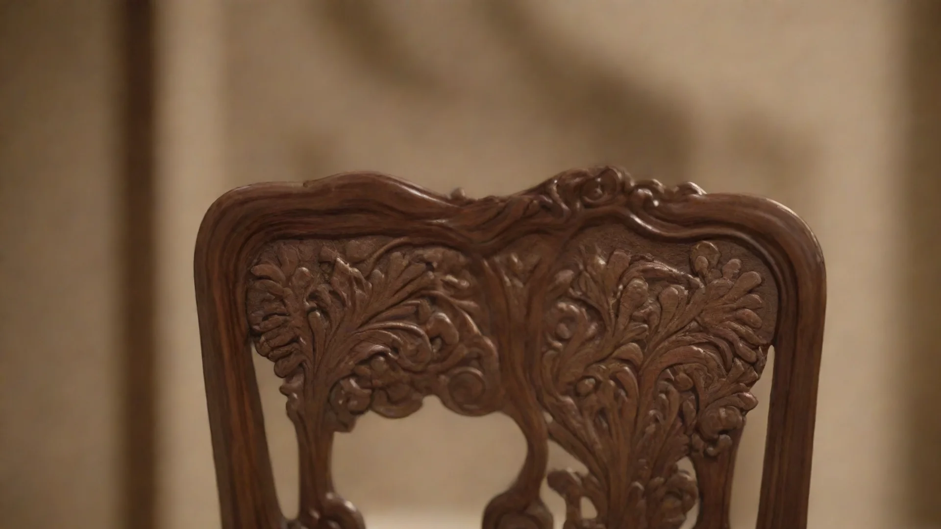 detail view of a decorated chair back dark brown at the edge blurred with high craftsmanship hdwidescreen