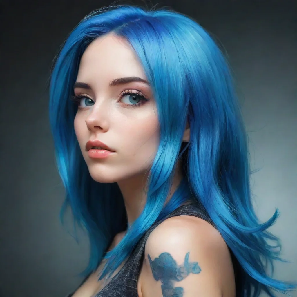 aidigital art profile pic of a girl with blue hair