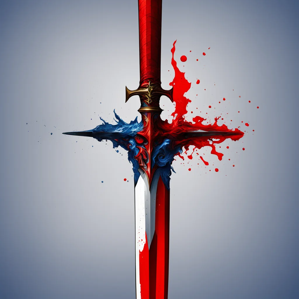 aidigital art red white and blue sword good looking trending fantastic 1