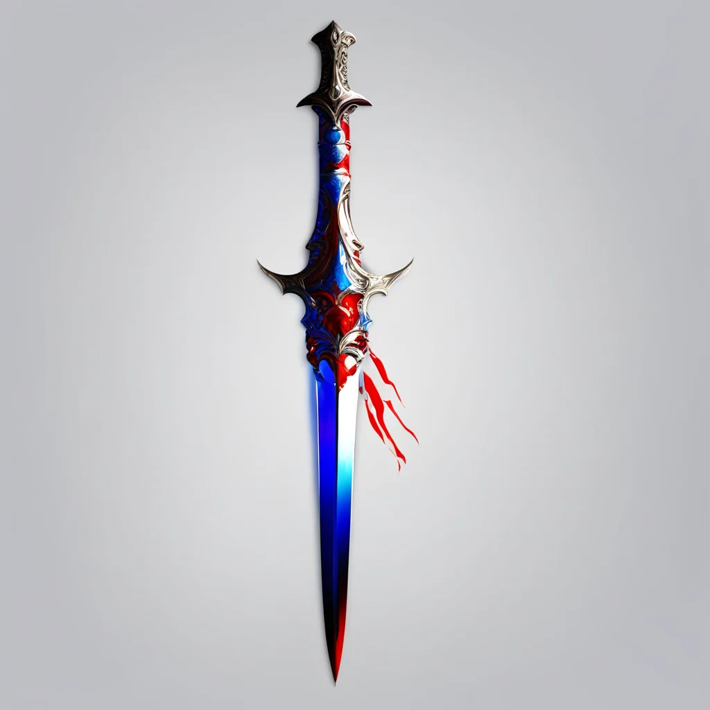 digital art red white and blue sword