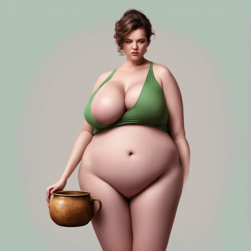 digital art woman with small pot belly