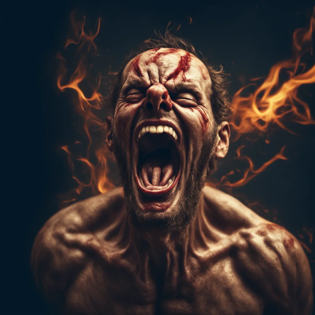 distorted figure of a man screaming in anger and rage existentialism concept art cinematic dramatic lighting digital gli amazing awesome portrait 2