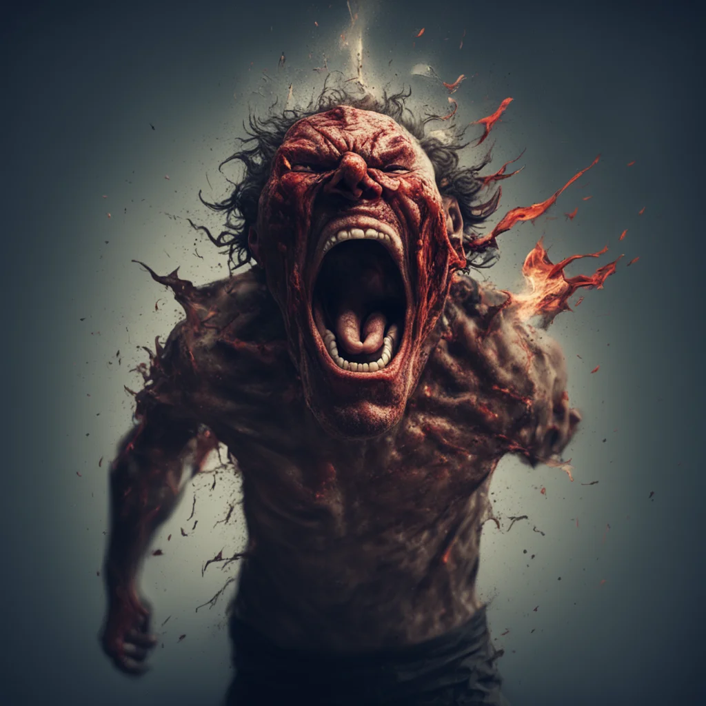 distorted figure of a man screaming in anger and rage existentialism concept art cinematic dramatic lighting digital gli confident engaging wow artstation art 3