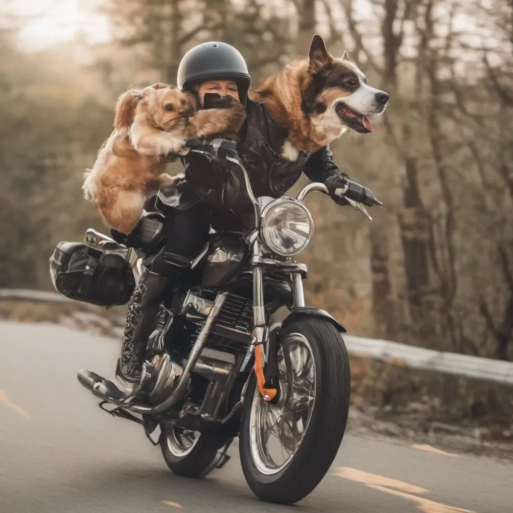aidog riding a motorcycle  good looking trending fantastic 1