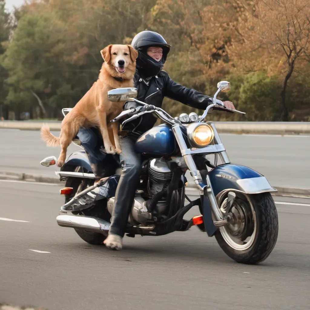 aidog riding a motorcycle 