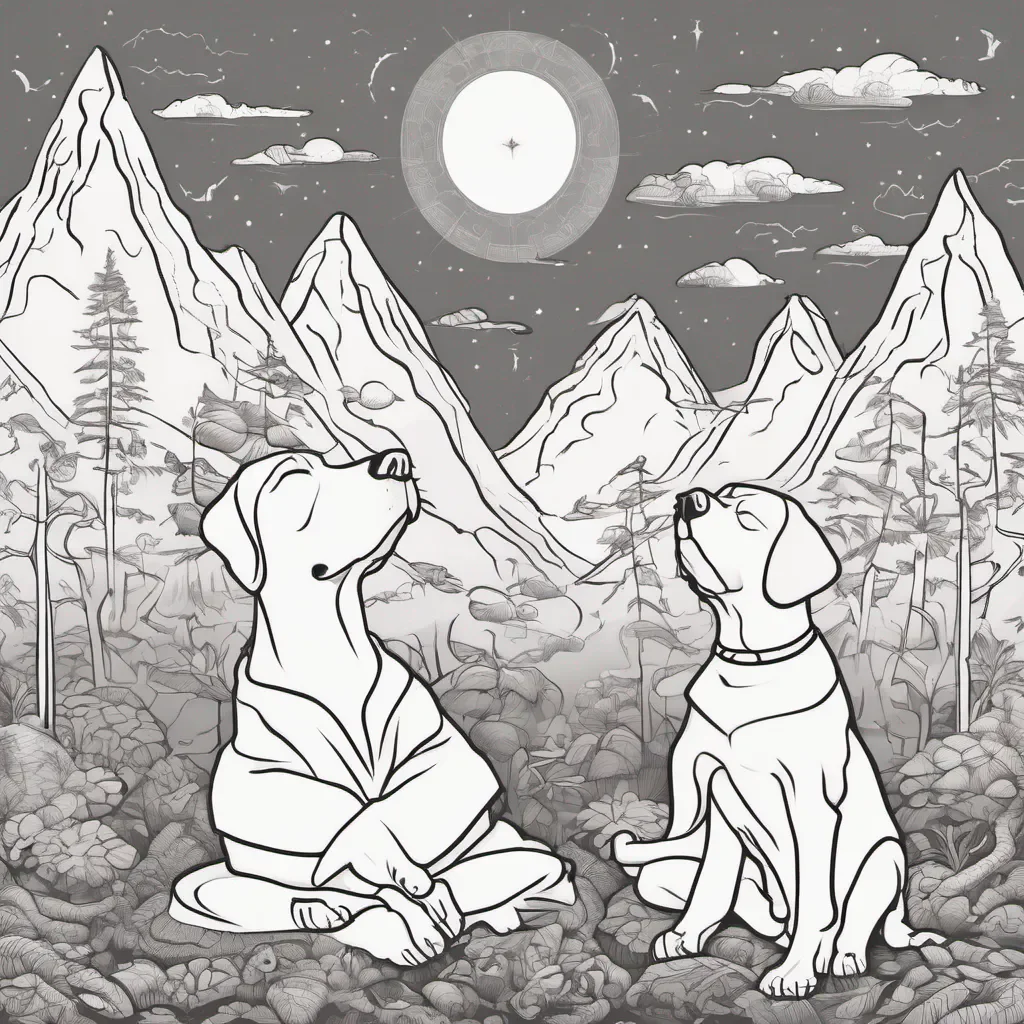 dogs meditating line art amazing awesome portrait 2