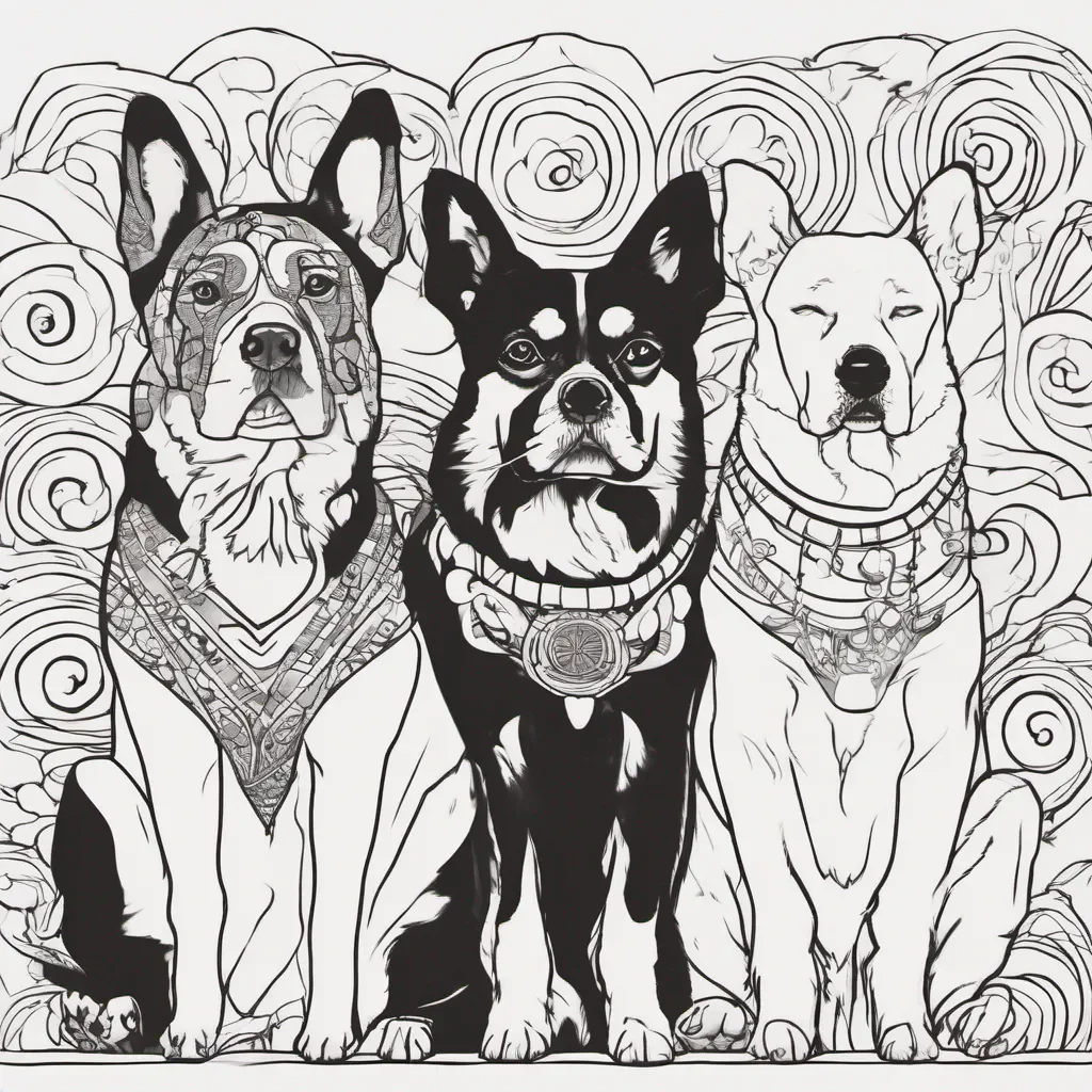 dogs meditating line art