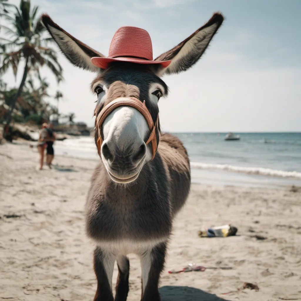 donkey on the beach in a hat confident engaging wow artstation art 3