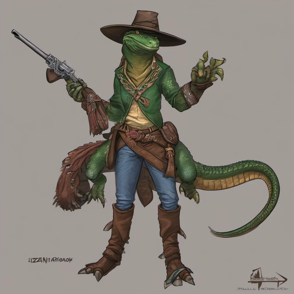aidraconic heritage lizardfolk male cowboy good looking trending fantastic 1