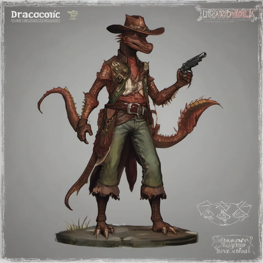 draconic heritage lizardfolk male cowboy