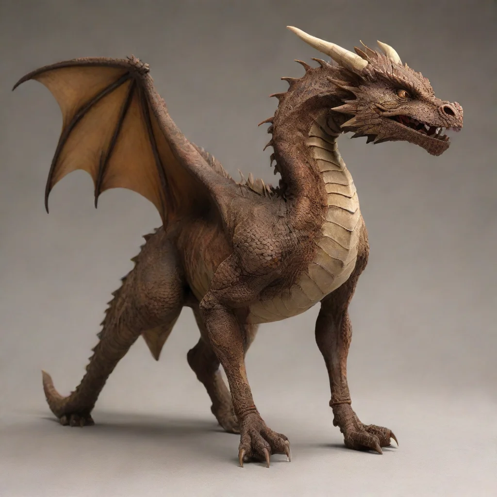 aidragon%2C 2 front legs%2C no back legs%2C no wings%2C umber%2C stocky