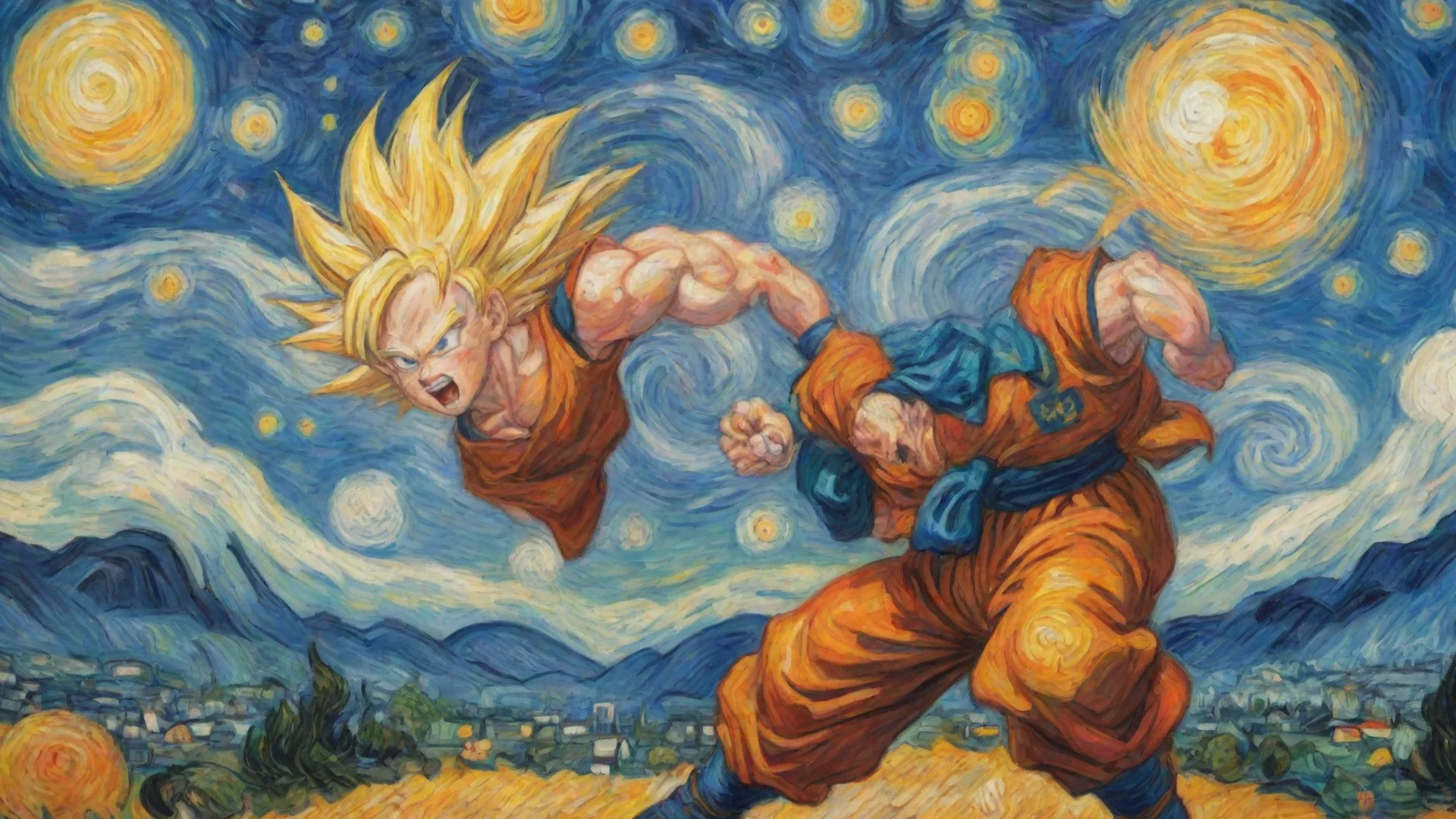 aidragon ball z in van gogh style wide