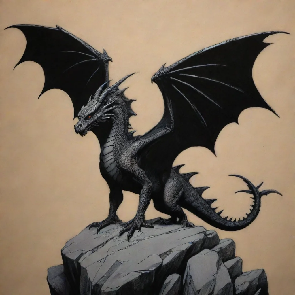 dragon on rock tattoo open wings by mike mignola and karel thole black paper ar 23