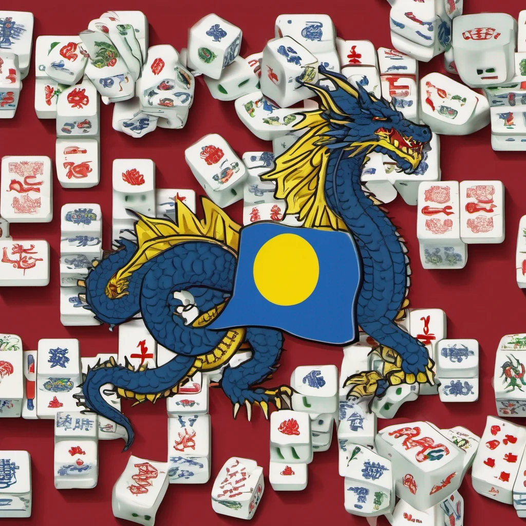 aidragon playing mahjong with ukrainian flag on background  good looking trending fantastic 1