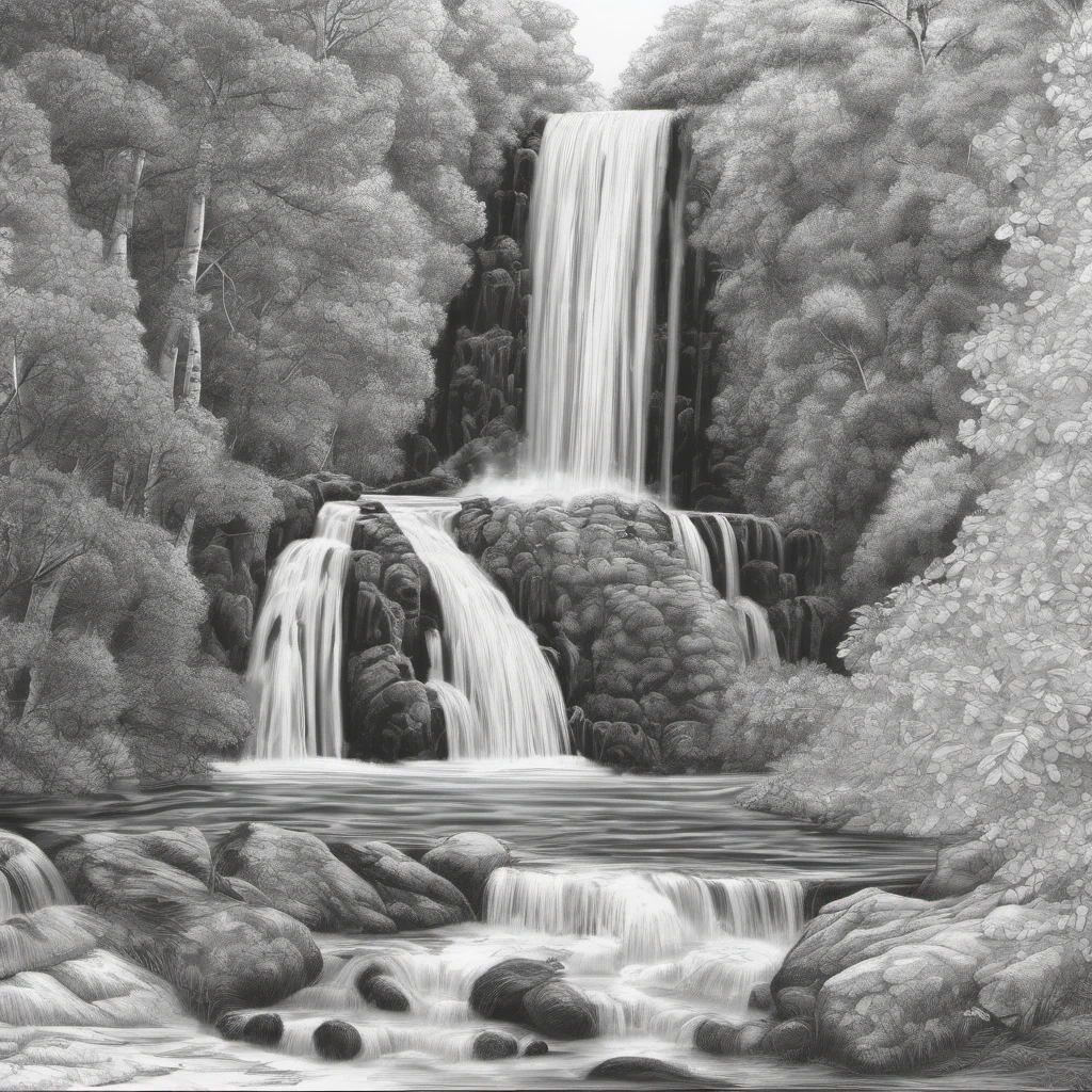 aidraw an image of waterfall