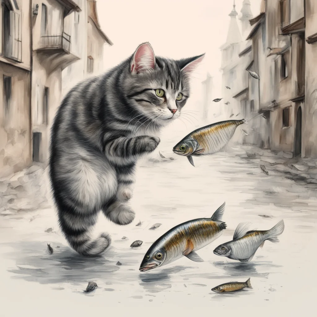 aidraw cat with live fish running out from czech people good looking trending fantastic 1