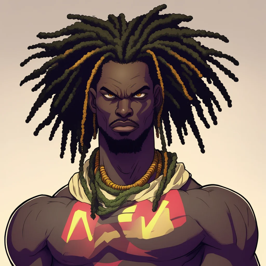 dreadlock african superhero drawn in the art style of my hero academia