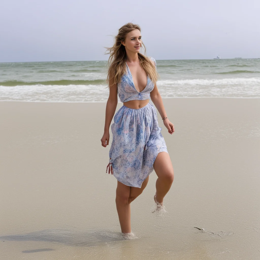 aidromerige frans meisje poseert uitdagend op een verlaten mistig strandje amazing awesome portrait 2