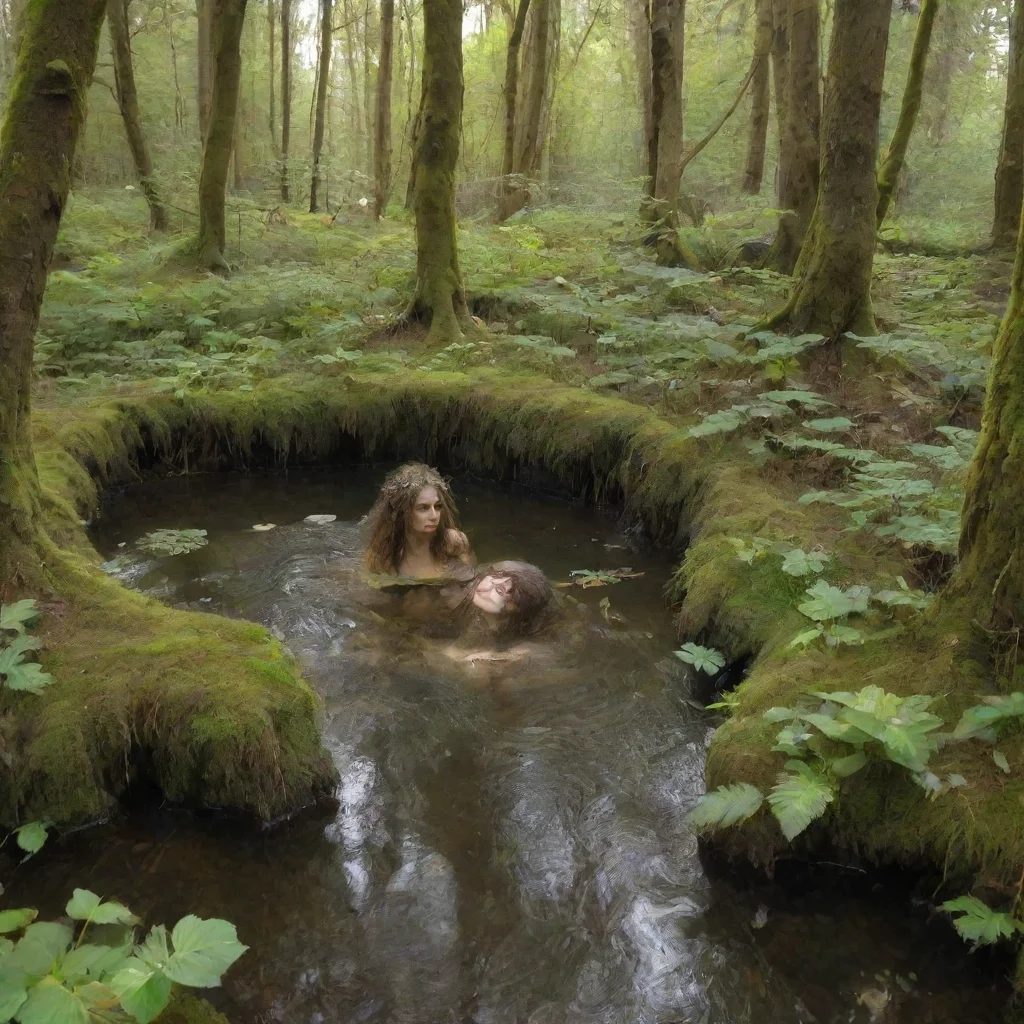 aidryads bath in forest pond
