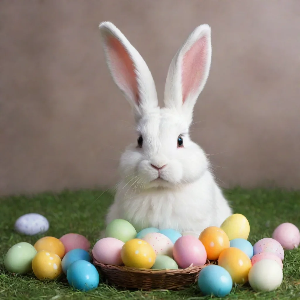 aieaster bunny with easter eggs