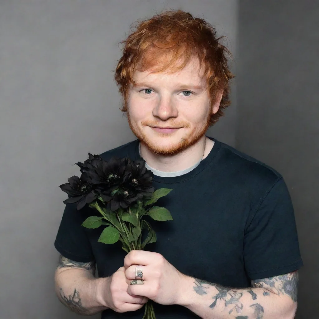 aied sheeran holding black flowers