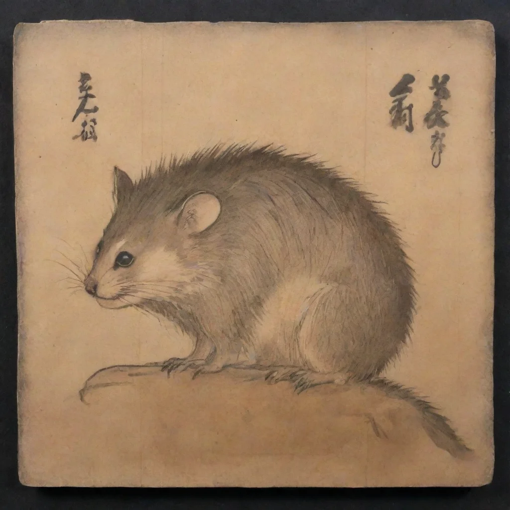 aiedo period wood block opossum 