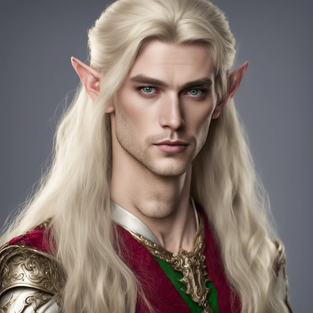 aieffeminate male elf long blonde hair wearing makeup and a dress