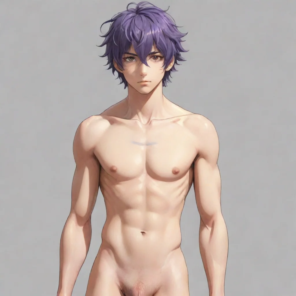 aiel cuerpo completo de un hombre desnudo con cabello de color acua estilo anime