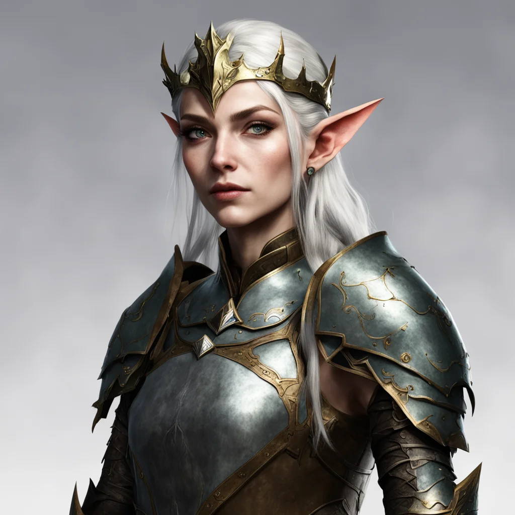 aielder female elf in armor and a crown 