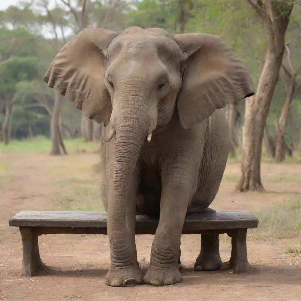 aielephent sitting on bench