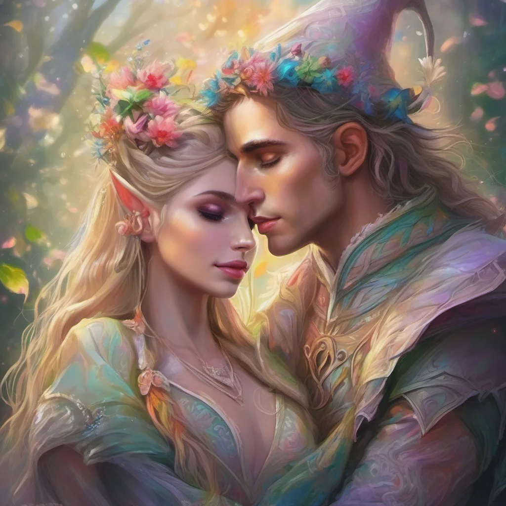 aielf lovers embrace fantasy trending art love wedding colorful  amazing awesome portrait 2