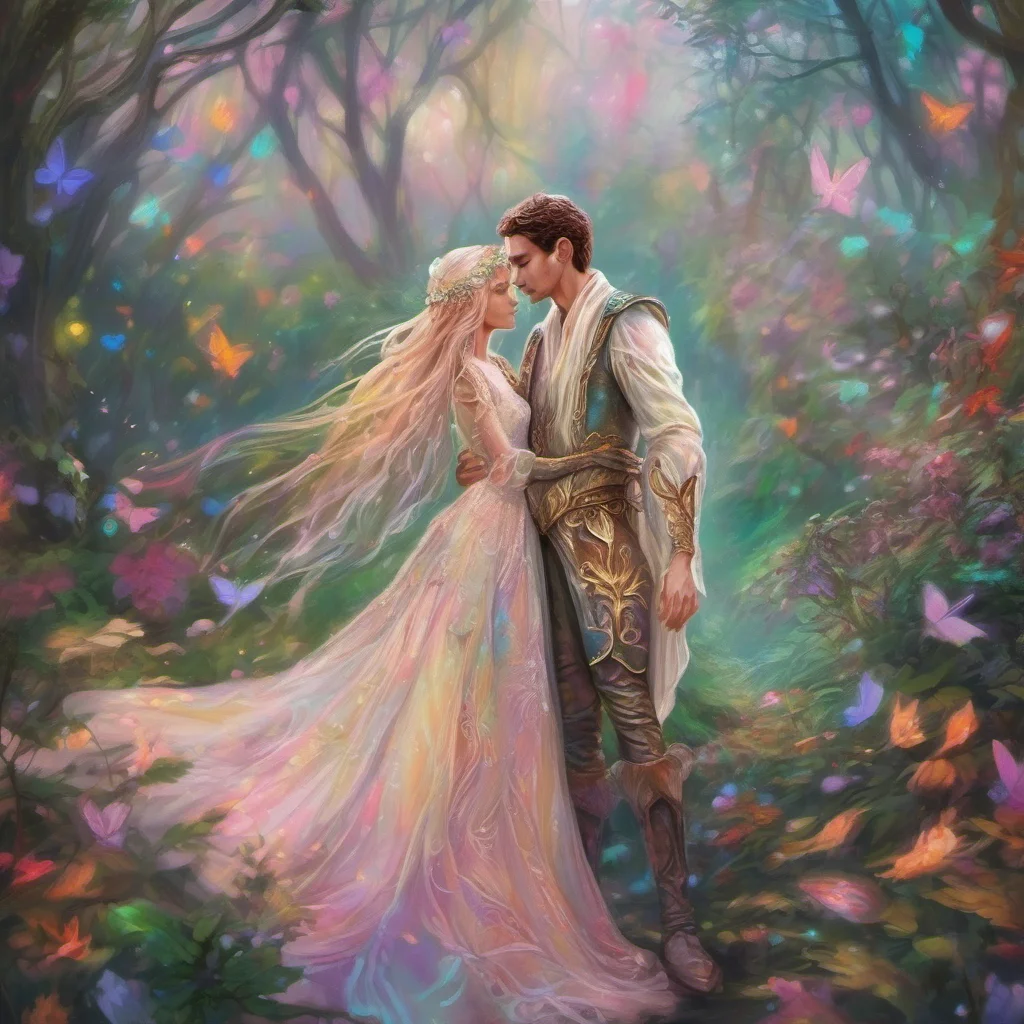 elf lovers embrace fantasy trending art love wedding colorful 