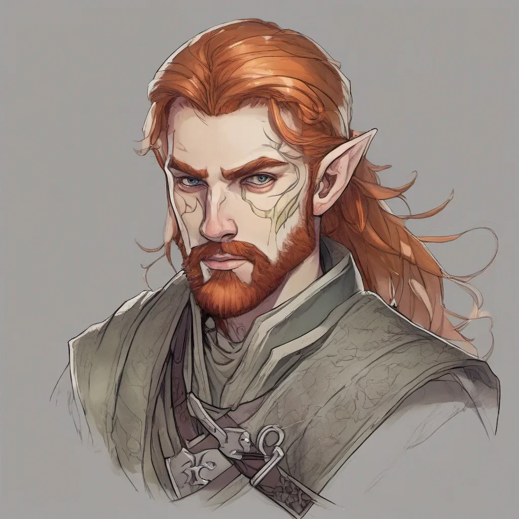 elf rogue portrait with ginger hair and beard and a distinctive face scar amazing awesome portrait 2